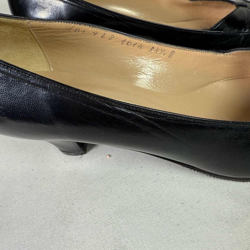 Vintage authentic Gucci black leather 2in heels pumps shoes slip on size 34.5 - Picture 7 of 17